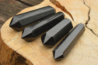 Polished Double Terminated Black Basalt Points  x 4 From Madagascar - TopRock