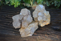 Natural Cascading White Phantom Smokey Quartz Clusters  x 3 From Luena, Congo - Toprock Gemstones and Minerals 