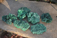 Natural Chatoyant Silky Malachite Specimens  x 6 From Kasompe, Congo