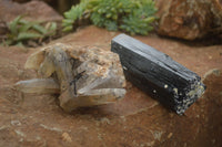 Natural Schorl Black Tourmaline & Smokey Quartz Specimens x 2 From Erongo Mountains, Namibia - TopRock