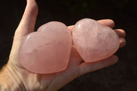 Polished Stunning Rich Pink Rose Quartz Hearts x 6 From Madagascar - TopRock