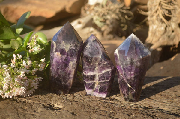 Polished Dream Amethyst Points x 3 From Madagascar