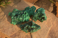 Natural Chatoyant Silky Malachite Specimens  x 3 From Congo