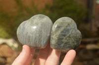 Polished Purple Flash Labradorite Hearts x 6 From Tulear, Madagascar - TopRock