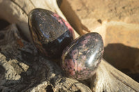 Polished Pink & Black Rhodonite Eggs x 6 From Madagascar