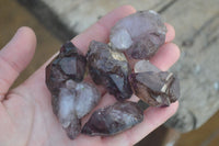 Natural Small Window Amethyst Crystals with Enhydro Bubble x 12 From Chiredzi, Zimbabwe