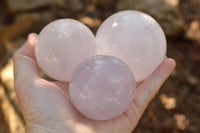 Polished Rare Blue Rose Quartz Spheres With Asterisms  x 4 From Madagascar - TopRock