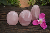 Polished Gemmy Pink Rose Quartz Standing Free Forms  x 3 From Ambatondrazaka, Madagascar - TopRock