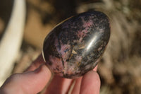 Polished Pink & Black Rhodonite Eggs x 6 From Madagascar