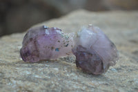 Natural Small Window Amethyst Crystals with Enhydro Bubble x 12 From Chiredzi, Zimbabwe