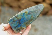 Polished Labradorite Standing Free Forms With Intense Blue & Gold Flash x 3 From Tulear, Madagascar - TopRock