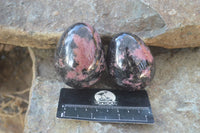 Polished Pink & Black Rhodonite Eggs x 6 From Madagascar