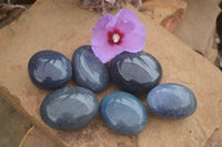 Polished Blue Lazulite Palm Stones  x 6 From Madagascar - TopRock