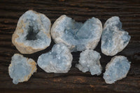 Natural Blue Celestite Crystal Specimens  x 7 From Sakoany, Madagascar