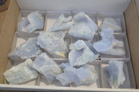 Natural Etched Blue Chalcedony Specimens  x 12 From Nsanje, Malawi