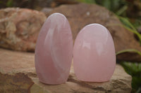 Polished Gemmy Pink Rose Quartz Standing Free Forms  x 3 From Ambatondrazaka, Madagascar - TopRock