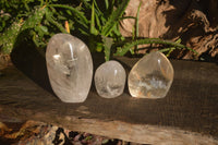 Polished Clear Quartz Standing Free Forms x 3 From Zimbabwe