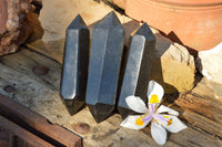 Polished Double Terminated Black Basalt Points  x 3 From Madagascar - TopRock