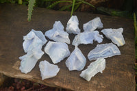 Natural Etched Blue Chalcedony Specimens  x 12 From Nsanje, Malawi