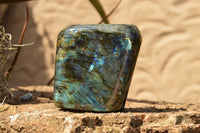 Polished Labradorite Standing Free Forms With Blue & Gold Flash  x 2 From Tulear, Madagascar - TopRock