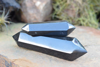 Polished Double Terminated Black Basalt Points  x 3 From Madagascar - TopRock