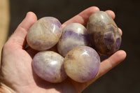 Polished Amethyst Palm Stones With Smokey Patterns  x 12 From Madagascar - TopRock