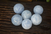 Polished Blue Calcite Spheres x 6 From Ihadilalana, Madagascar