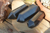 Polished Double Terminated Black Basalt Points  x 3 From Madagascar - TopRock