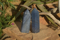 Polished Blue Lazulite Points  x 2 From Madagascar