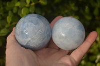 Polished Blue Calcite Spheres x 6 From Ihadilalana, Madagascar