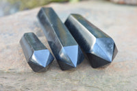 Polished Double Terminated Black Basalt Points  x 3 From Madagascar - TopRock