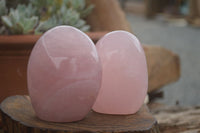 Polished Gemmy Pink Rose Quartz Standing Free Forms  x 3 From Ambatondrazaka, Madagascar - TopRock