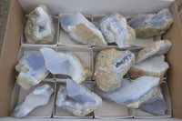 Natural Blue Lace Agate Geode Specimens  x 12 From Nsanje, Malawi - Toprock Gemstones and Minerals 