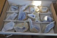 Natural Blue Lace Agate Geode Specimens  x 12 From Nsanje, Malawi