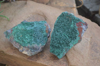 Natural Crystalline Malachite Specimens  x 2 From Congo - Toprock Gemstones and Minerals 