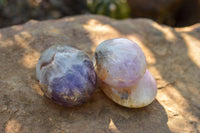 Polished Amethyst Palm Stones With Smokey Patterns  x 12 From Madagascar - TopRock