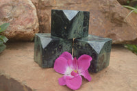 Polished Stromatolite / Kambamba Jasper Cubes (Corners Cut To Stand)  x 3 From Madagascar - TopRock