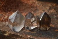 Polished Wispy Phantom Smokey Quartz Points x 12 From Madagascar