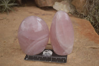 Polished Gemmy Pink Rose Quartz Standing Free Forms  x 3 From Ambatondrazaka, Madagascar - TopRock