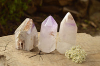 Polished Trio Of Amethyst Window Quartz Points  x 3 From Ankazobe, Madagascar - TopRock