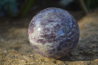 Polished Purple Lepidolite Spheres (One With Rubellite) x 2 From Madagascar