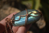 Polished Labradorite Copper Wire Wrapped Pendants  - Sold Per Piece -  From Madagascar - TopRock