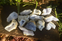 Natural Blue Lace Agate Geode Specimens  x 12 From Nsanje, Malawi