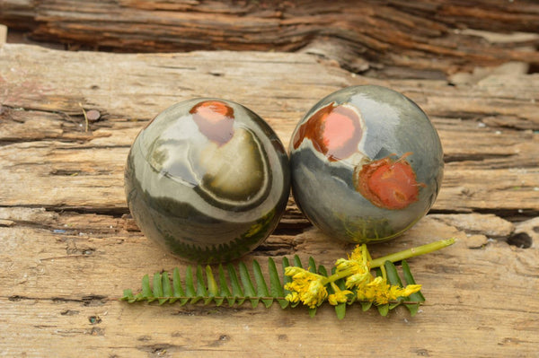 Polished Polychrome / Picasso Jasper Spheres  x 2 From Mahajanga, Madagascar - TopRock