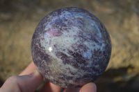 Polished Purple Lepidolite Spheres (One With Rubellite) x 2 From Madagascar