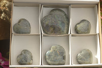 Polished Purple Flash Labradorite Hearts x 6 From Tulear, Madagascar - TopRock