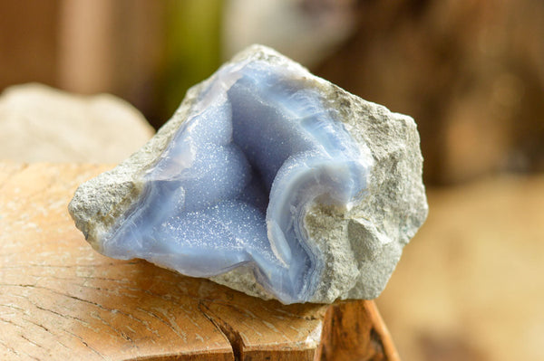 Natural Blue Lace Agate Geode Specimens x 4 From Nsanje, Malawi - TopRock