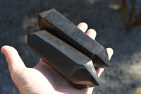 Polished Double Terminated Black Basalt Points  x 3 From Madagascar - TopRock