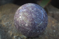 Polished Purple Lepidolite Spheres (One With Rubellite) x 2 From Madagascar