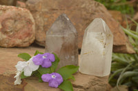 Polished Large Smokey Window Quartz Crystals  x 2 From Akansobe, Madagascar - TopRock